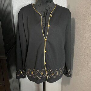Koret Blazer Jacket Size L Black Gold Office Core Old Money Quiet Luxury Career